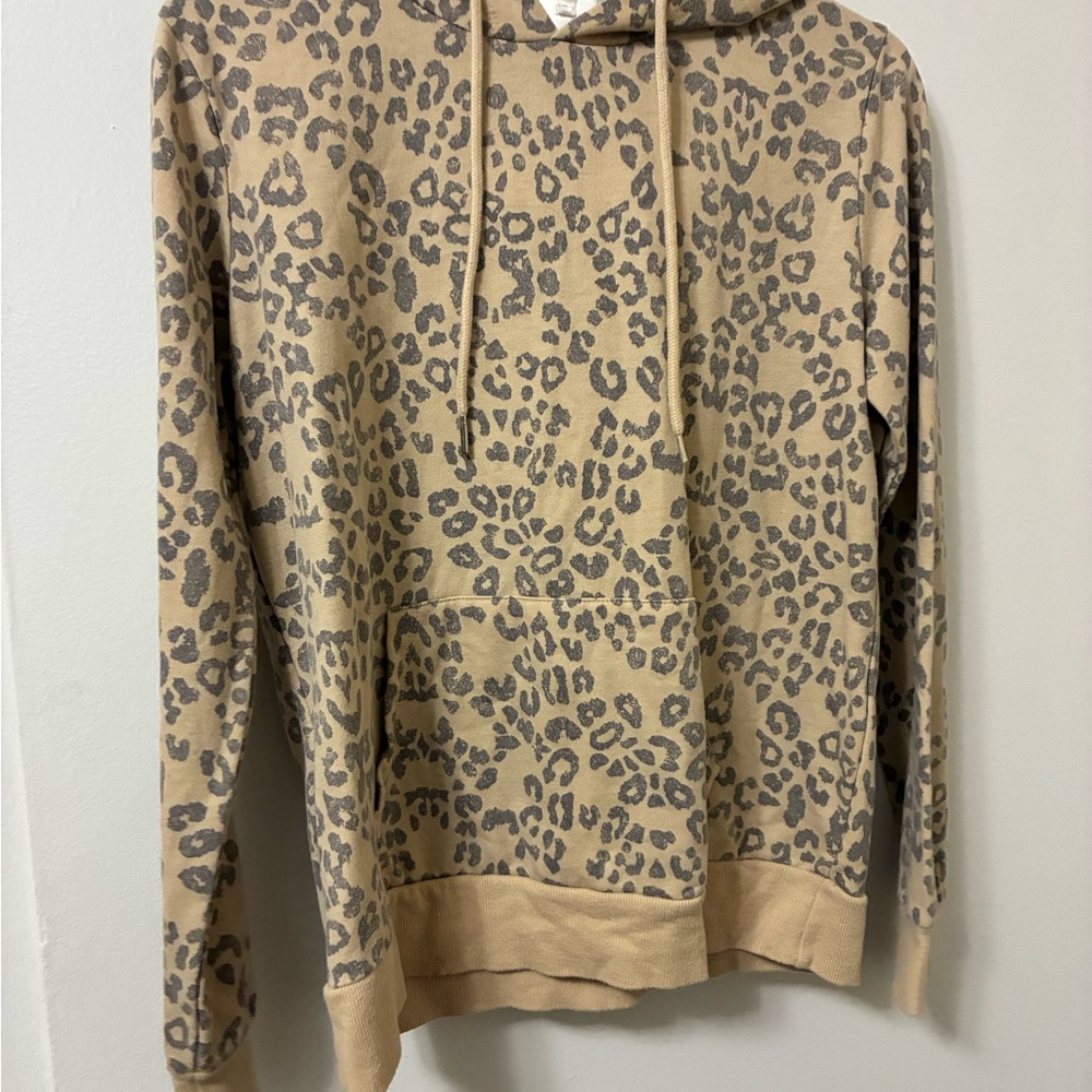 Belle Du Jour Beige and Charcoal Leopard Hoodie